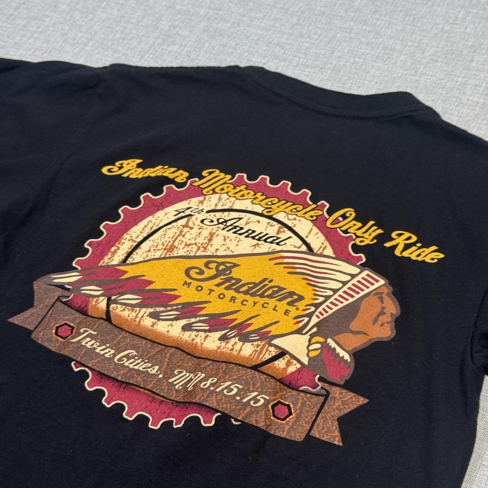 Indian Motorcycle T-Shirt Mens Small Black Graphic Crew Neck Cotton Jersey